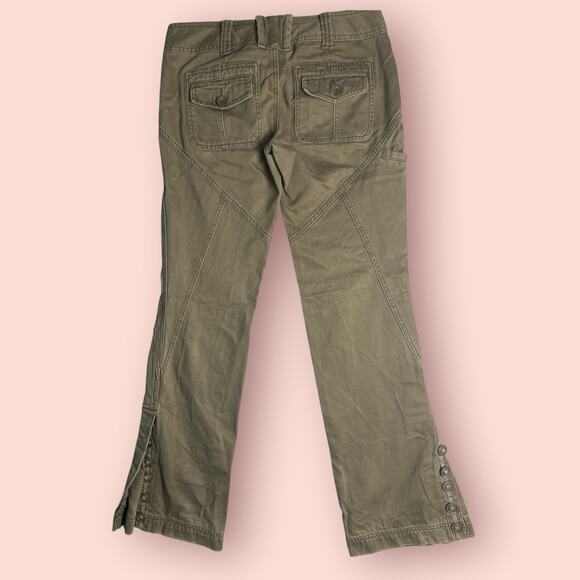 Abercrombie & Fitch Women’s Sz 2 Brown Flap Pocket Flared Pants Y2K Low Rise Vtg - Picture 2 of 5